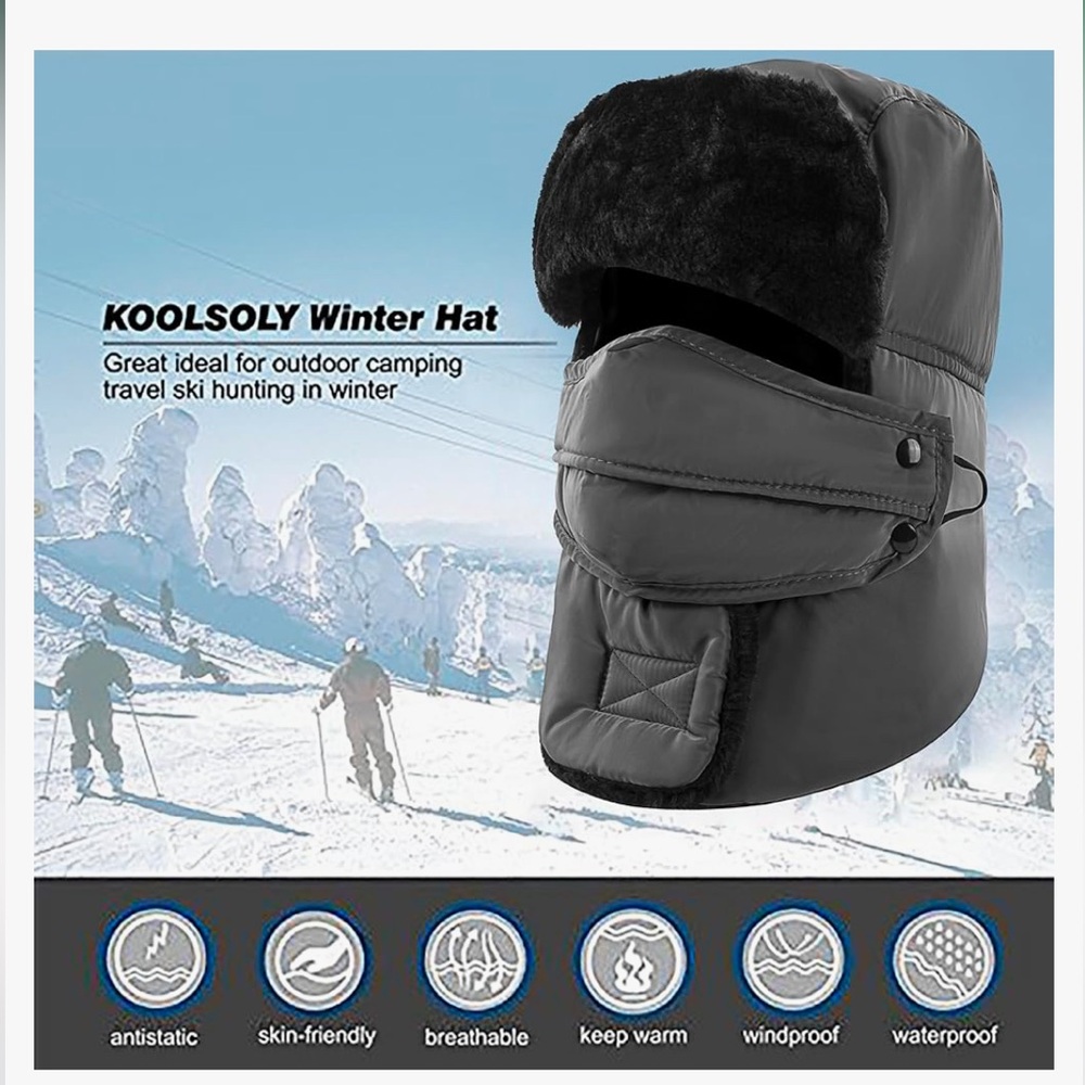 KOOLSOLY Winter Hat With Face Mask